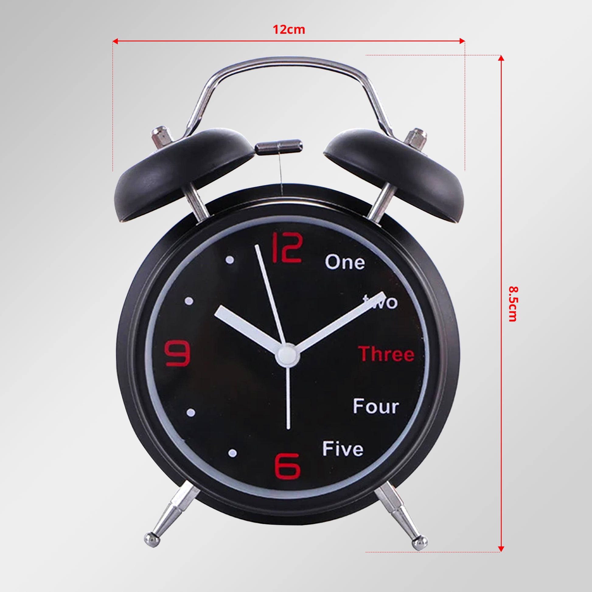 Analog Non-Ticking Twin Bell Alarm Clock Home Decor - Size Image