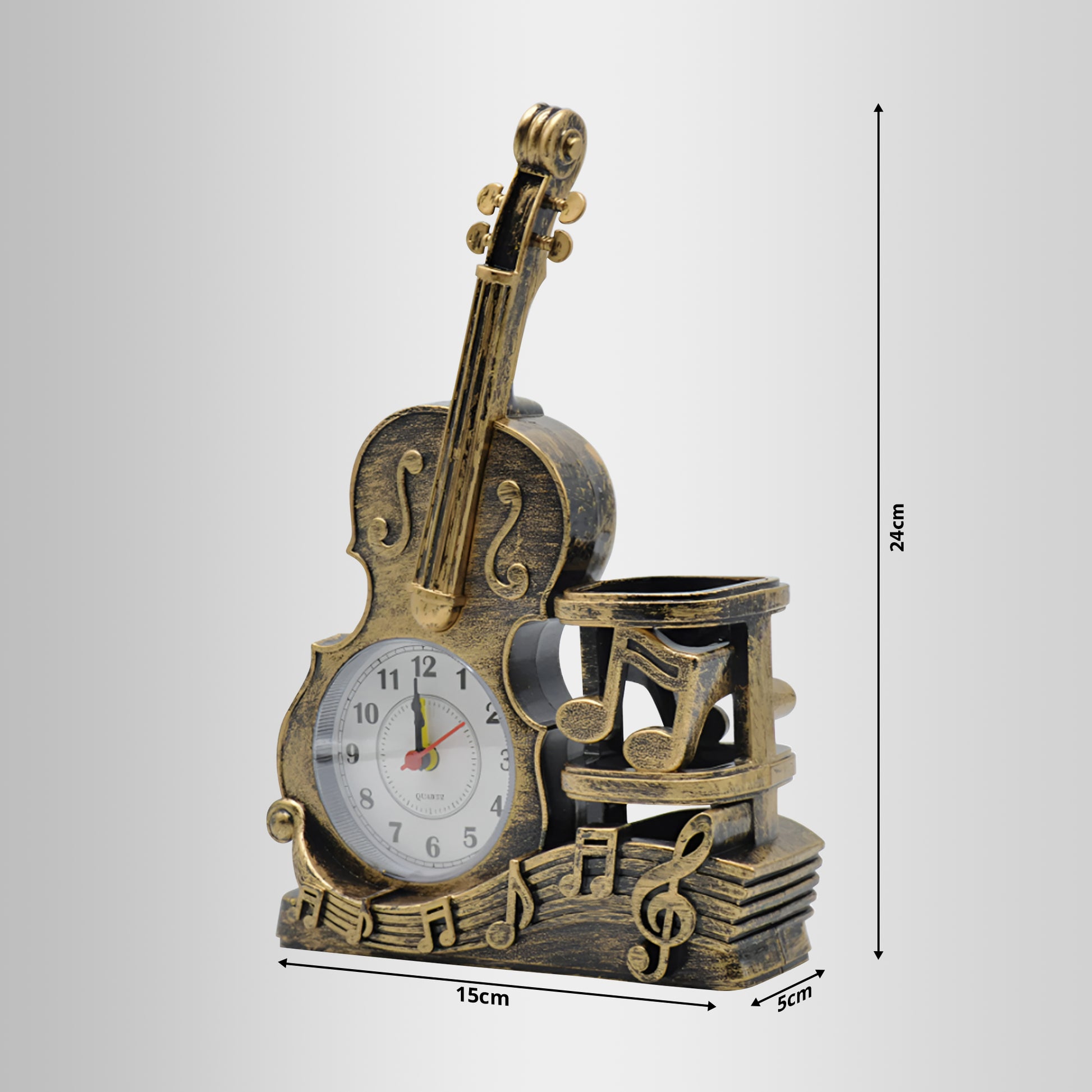 Mini Violin Alarm Clock Pen Holder image