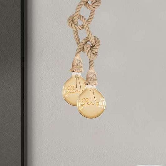 Rope Pendant Light Double Head 2m