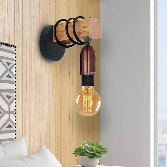 Vintage Industrial Retro Loft Modern Wood Wall Mount Lamp UK~1236