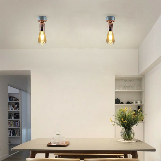 Lámpara de techo moderna retro industrial vintage de metal con conducto y montaje empotrado E27 ~3665