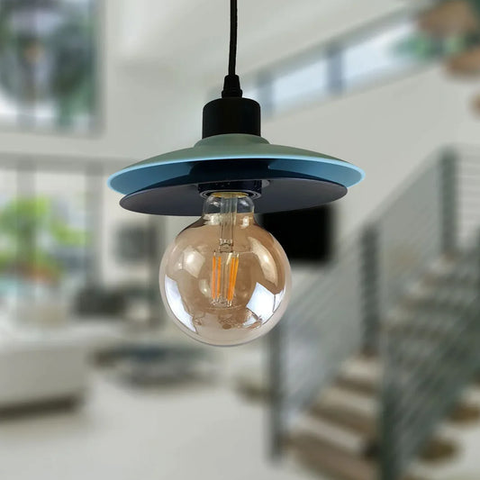 Dubbele kap zwart en blauwe plafond hanglamp~1430