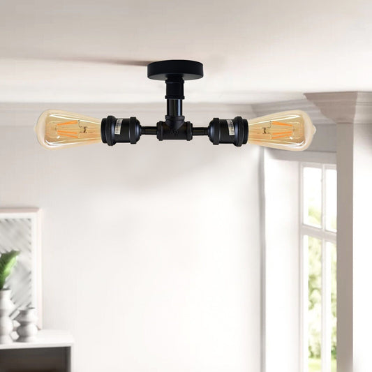 Industrial Vintage Rustic Steampunk Metal pipe Ceiling Black Wall Lamp E27~3694