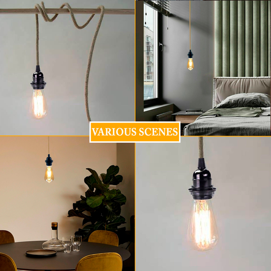2M Plug-in Vintage E27 Dimmer Switch Fabric Pendant Light Holder with FREE BULB ~1267
