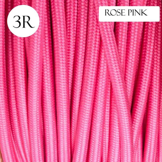Rose Pink 3 Core Round Vintage Braided Fabric Cable–0.75mm~4544