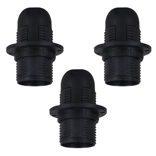 3 Pack Screw E14 Light Bulb Lamp Holder Pendant Socket Edison Black Plastic~4364