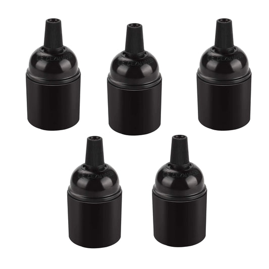 5Pack E27 Light Bulb Pendant Socket Holder Screw Black Plastic Lamp holder ~4371