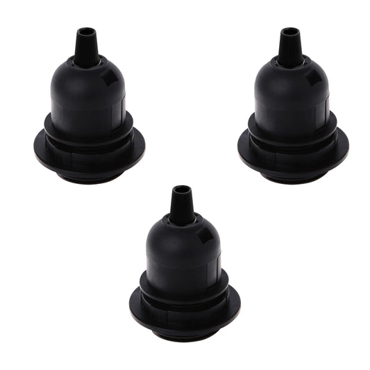 3Pack E27 Light Bulb Pendant Socket Holder Screw Black Plastic Lamp holder~4373