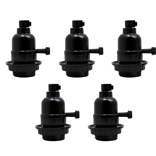 5Pack E27 Light Bulb,Pendant Socket Holder Screw Black Plastic Lamp holder~4394