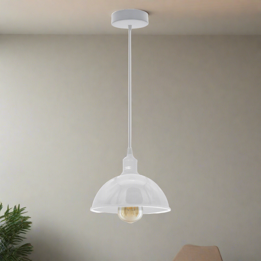 Modern Industrial White Pendant Light E27 Base Ceiling Lighting Shade ~4335
