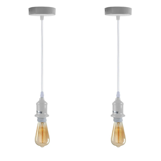 2 Pack Pendant Light, lampshade E27 Lamp Holder Hanging Light,PVC Cable~4276