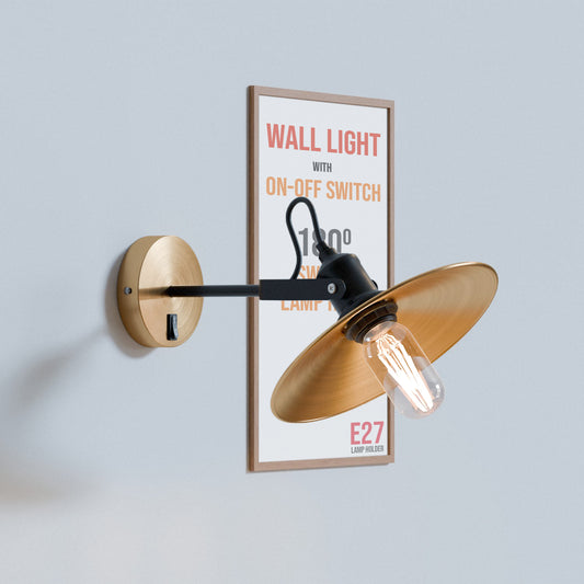 Aplique de pared giratorio industrial ajustable con bombilla LED E27 - 5626