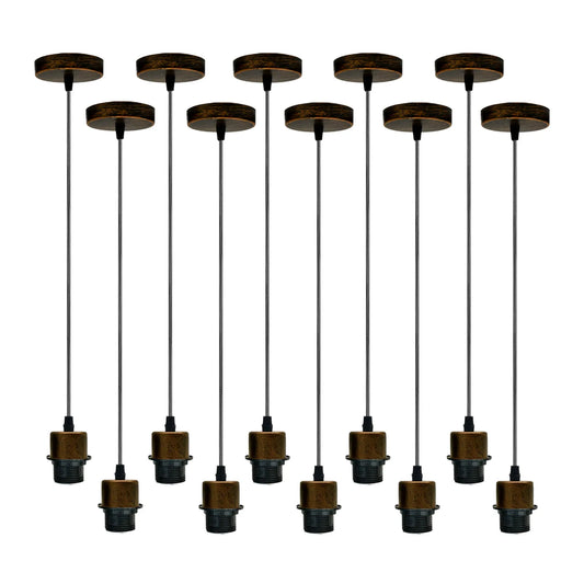 10Pack Brushed Copper Pendant Light,E27 Lamp Holder Hanging Light,PVC Cable~4254