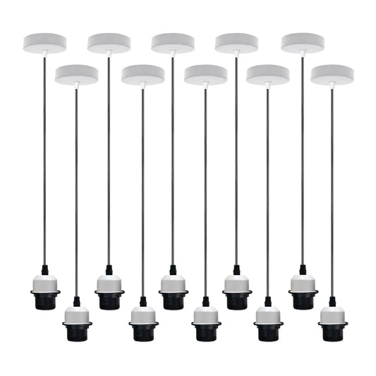 10Pack White Pendant Light, E27 Lamp Holder Ceiling Hanging Light,PVC Cable~4247