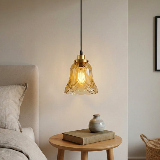 Vintage Industrial Tea Brown Glass Pendant Light with LED Bulb ~6717