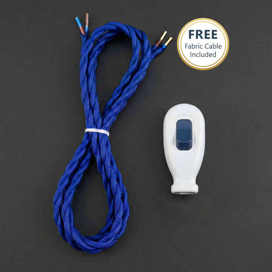 2 Core Fabric Lamp Cable Inline Rocker Switch 16A + Free Cable~6792