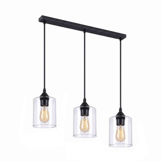3 Light Bar E27 Pendant Ceiling Light with Glass Shade~6978