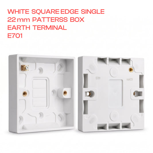 White Surface Mount Pattress Box – 1 Gang or 2 Gang ~7001