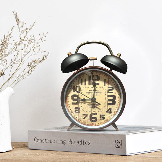 Twin Bell Alarm Clock Retro Battery Operated Bedside Clock-5553