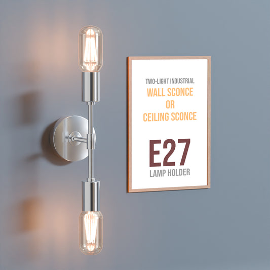 Modern Industrial Double E27 Wall or Ceiling Light – Dual Bulb Light Fixture ~ 5593