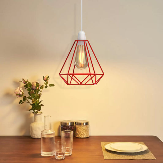 Pantalla de lámpara vintage con diseño geométrico en forma de jaula: 20 x 20 cm, casquillo E27 (1902)