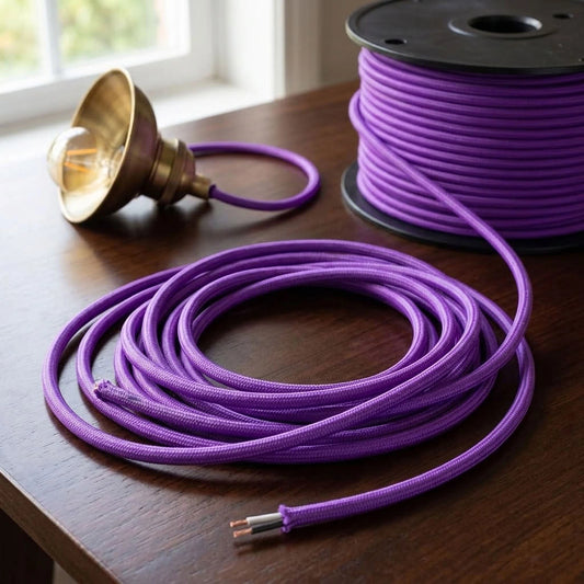 2 Core Round Braided Purple Fabric Lighting Cable 1m/5m/10m~4729