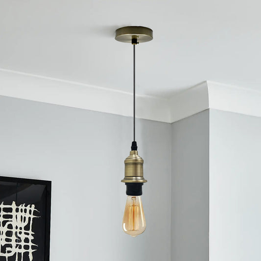 E27 Ceiling Rose Light Fitting Vintage Industrial Pendant Lamp Bulb Holder~2074