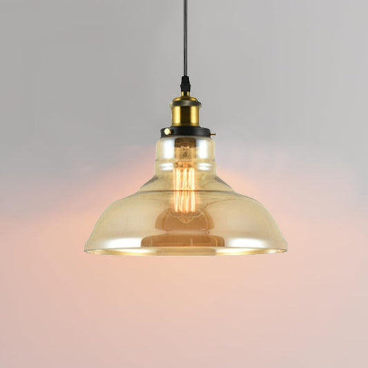 Lámpara colgante de techo de cristal ámbar con pantallas vintage, estilo retro ~2178