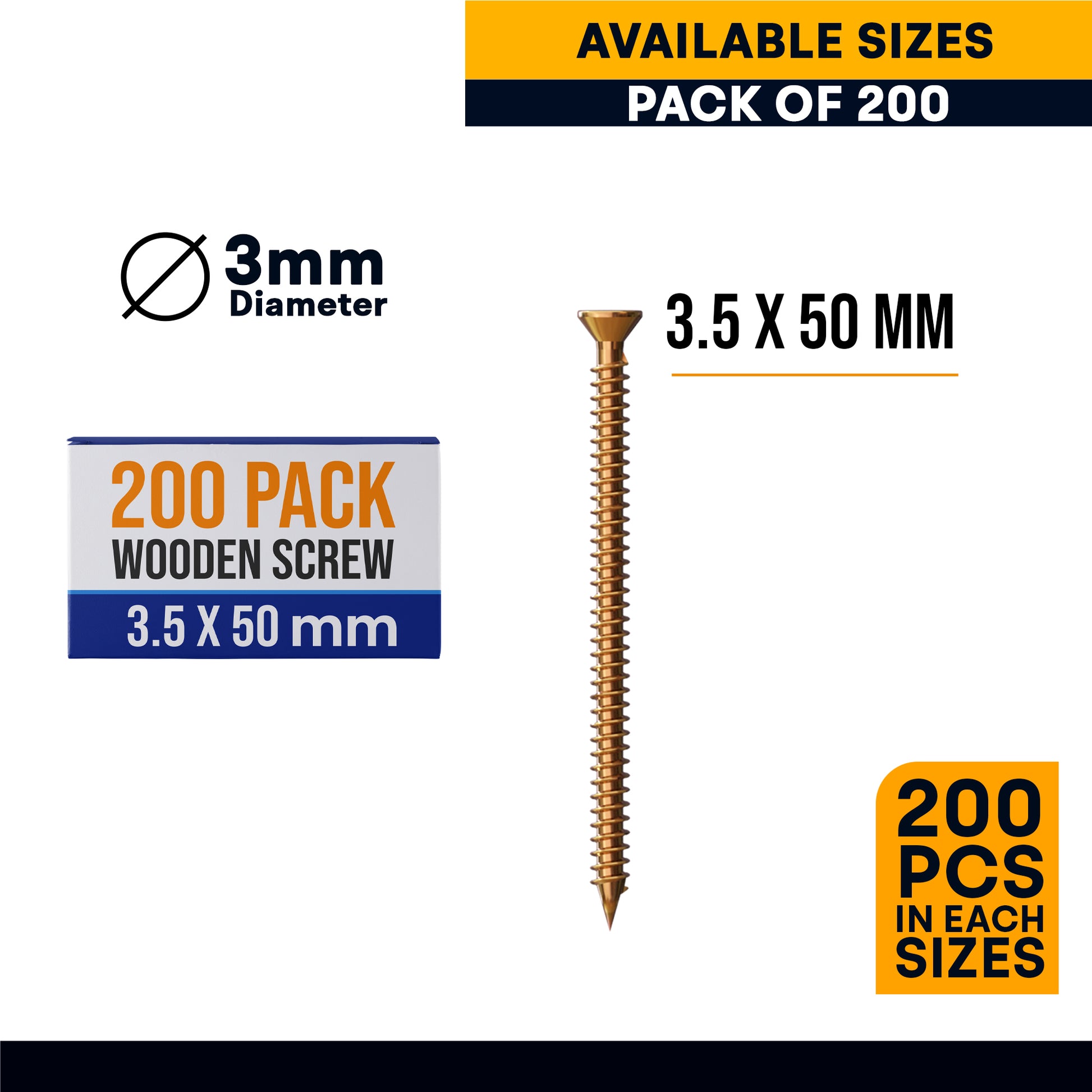 200 Pieces Self-Tapping Wood Screws