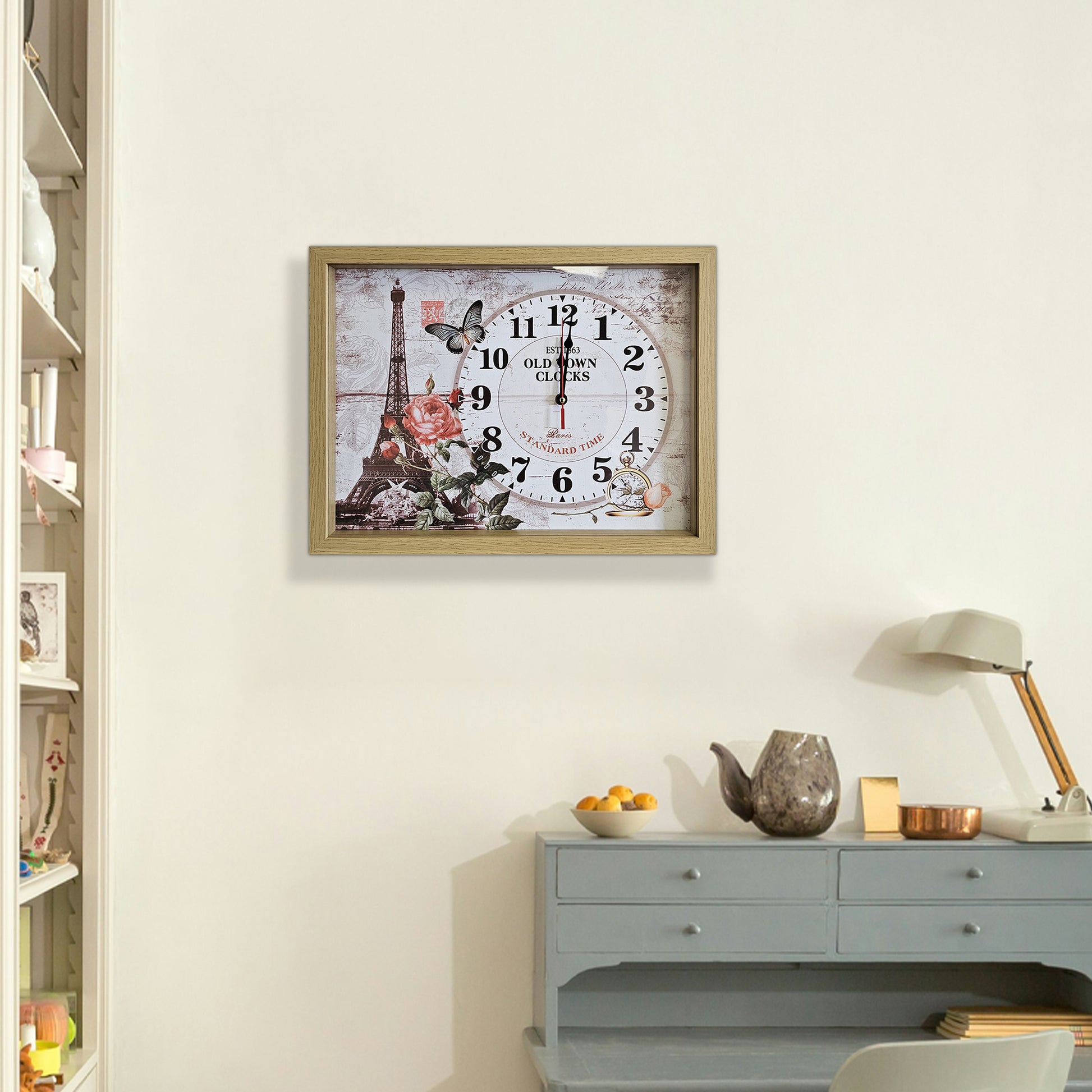 Eiffel Tower painted wall Clock.