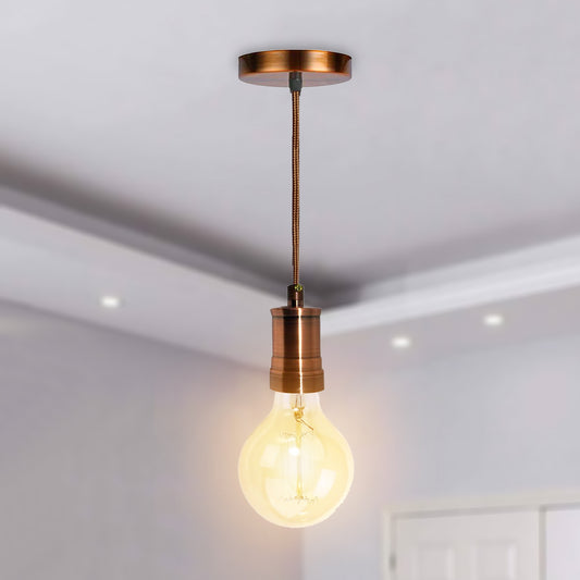 Square Holder Fabric 3 Core Round 1m Cable E27 Ceiling Pendant Light~3128