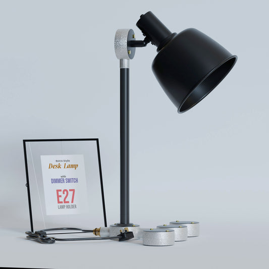 black conduit pipe desk lamp kit with a dimmer switch.
