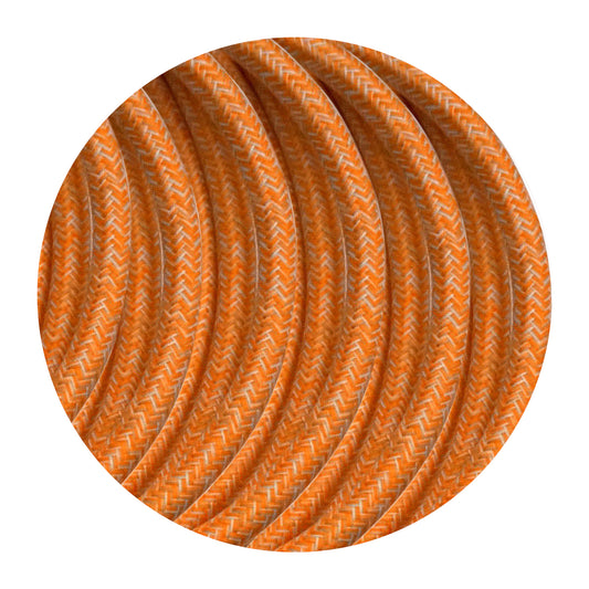 1M/5M/10M 3 core Round Cable Vintage Braided Orange Multi Tweed Fabric Light Flex 0.75mm ~4879