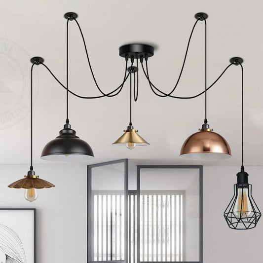 Retro Vintage Chandelier Ceiling Spider Light Industrial Pendant 5 Way DIY Lamp~3680