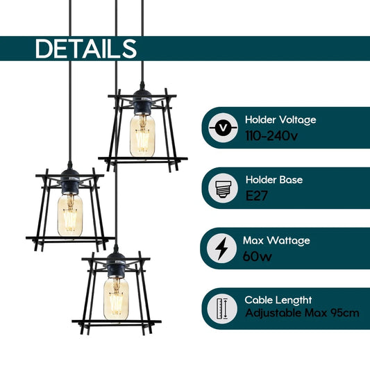 ceiling light pendant light 3 head ceiling light adjustable Pendant holder lamp holder Pendant Light Fitting ceiling E27 Ceiling Rose Pendant Vintage Pendant Lamp Holder Suspension Flex Ceiling Light Pendant Fitting ceiling rose rubber cable