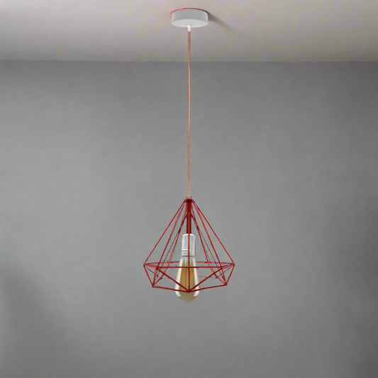 Red Rectangle-E27 Ceiling Hanging Cage Shade Loft Metal Pendant Lamp~4201
