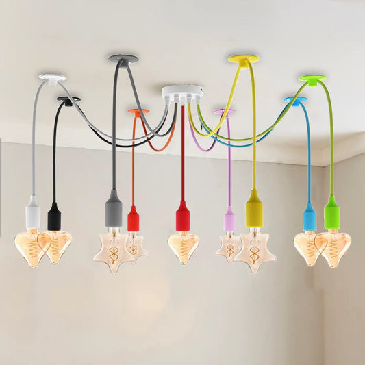 9 Head Multiple Colour pendant Light Flex Swag Hook ~4667