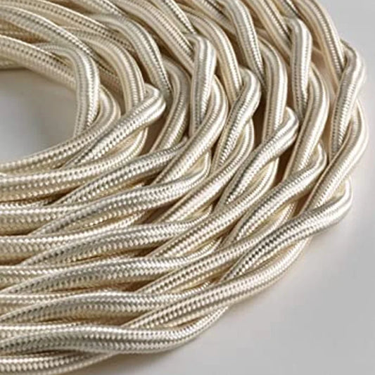 Cable eléctrico trenzado de 2 núcleos, 1 m, 5 m o 10 m, color marfil, 0,75 mm² - 4786
