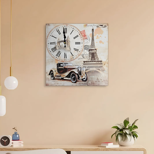 Eiffel Tower Frameless Art Paint Wall Clock