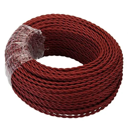 1M/3M/5M/10M 3-aderige gedraaide elektrische kabel, effen bordeauxrood, stof 0,75 mm~3055