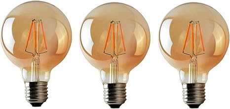 E27 G95 LED Vintage Filament Bulb 4W Dimmable 3 Pack~4166