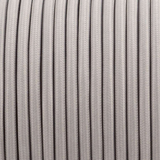 5m 3 core Round Vintage Braided Fabric Grey Cable Flex 0.75mm~4608