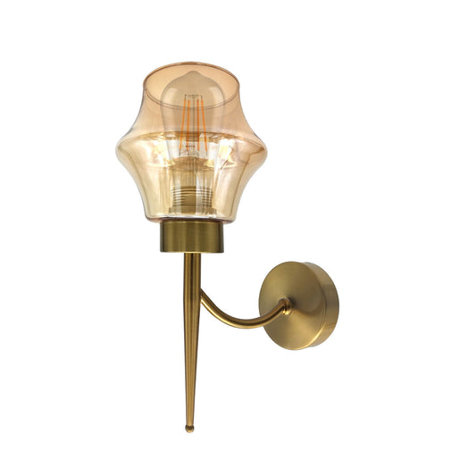 Modern Wall Sconces Smoked Amber Glass Shade Wall Light ~5984