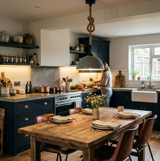 Vintage industriële plafondlamp met metalen koepelkap ~ 5043