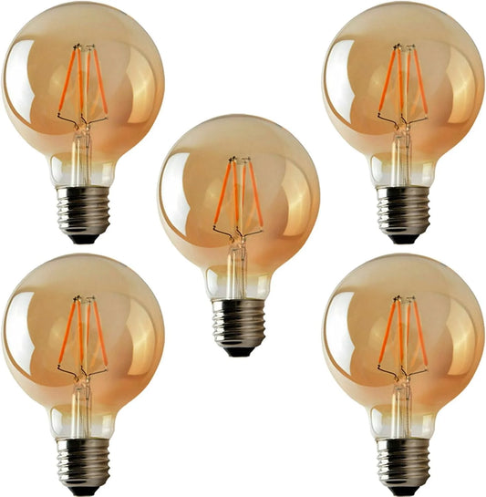 5 Pack G95 E27 4W Edison Dimmable LED Filament Globe Light Bulb ~2272