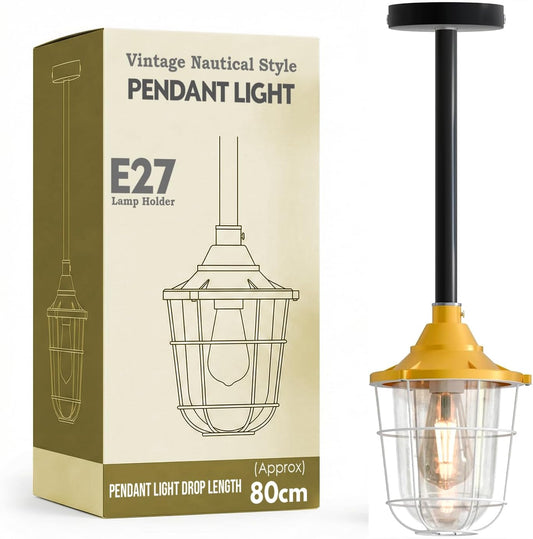 Industrial pipe ceiling pendant light kit with Conduit Fisherman Cage ~ 6114