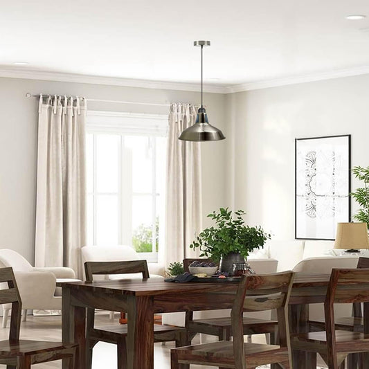 Modern Satin Nickel Barn shape metal shade ~1070