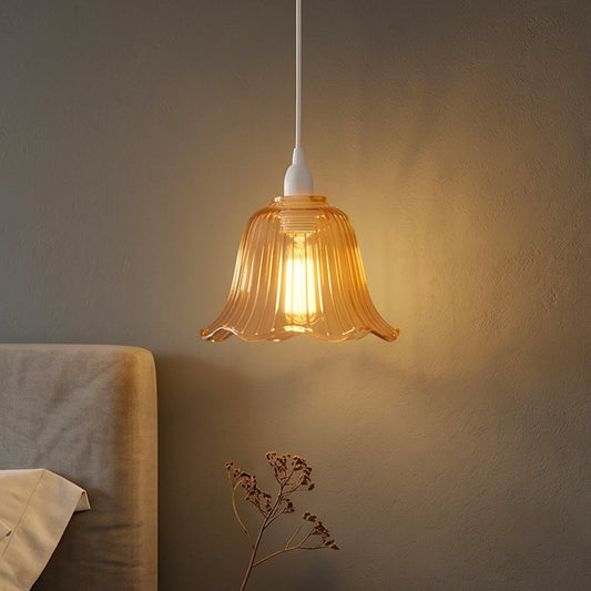 Small Amber Glass Lamp Shade 11.5cm Flower Replacement ~6656