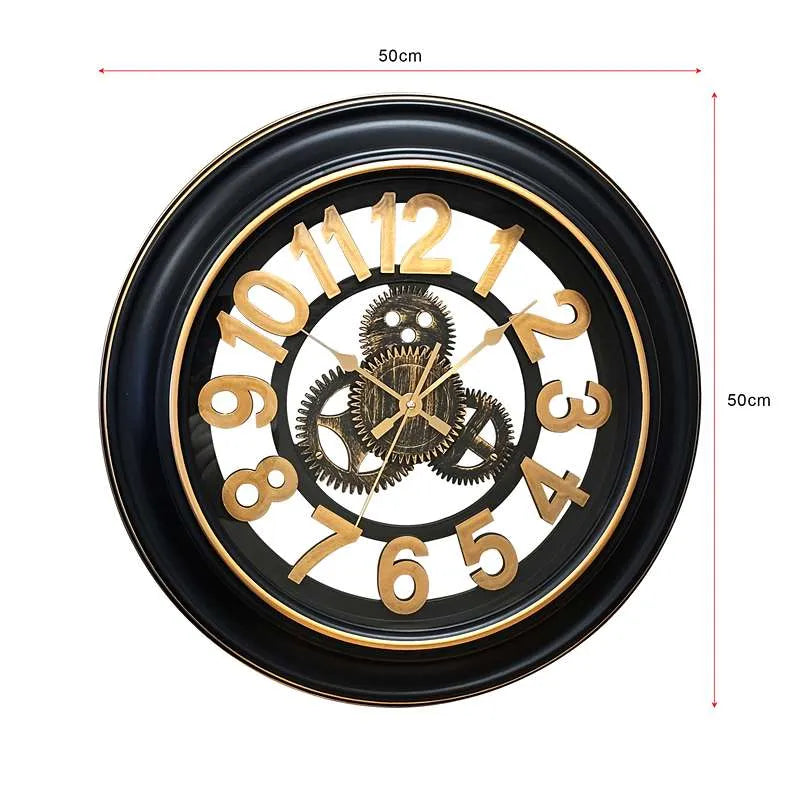 Retro Round Numbers Battery Powered Wall Clock - Size Image