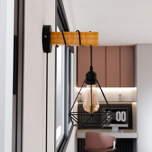 wooden wall-mounted light